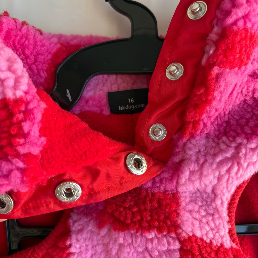 Fabdog pink Sherpa dog vest size 16 - medium small dog spot for leash Nwt - Picture 8 of 14